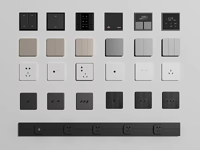 Various Styles Of Electrical Switch Panels With Different Colors And Socket Designs For Home Use 3d model