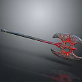 Fantasy Double Bladed Battle Axe With Red Glowing Patterns And Metal Handle 3d model
