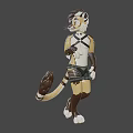 Anthropomorphic Animal Game Movie Character With Brown White Fur Black Shorts And Long Tail