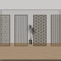 Decorative Room Dividers With Four Different Geometric Patterns For Modern Interior Design 3d model