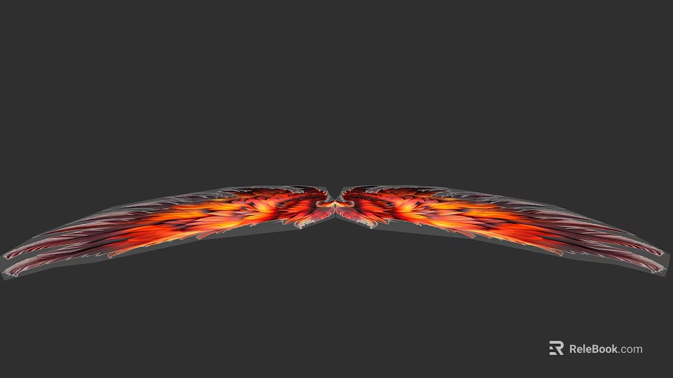 Flaming Wings Weapon Featuring Fiery Red Feathers And Mythical Design 3d model 