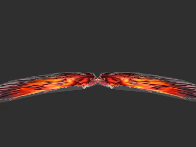 Flaming Wings Weapon Featuring Fiery Red Feathers And Mythical Design 3d model