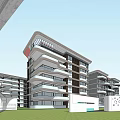 Modern Multi Story Residential Building With Balconies Green Trees And People Around