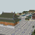 Ancient Chinese Architecture Complex With Traditional Pavilions Courtyards And Tiled Roofs