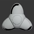Sleek Three Lobed White Gadget With Blue Light Trim And Central Circle