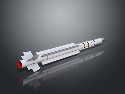 White Streamlined Missile With Red Tail Nozzle And Military Weapon Design 3d model