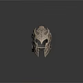 Intricate Metallic Helmet With Ancient Fantasy Style Eagle Beak Design And Hollowed Decorations
