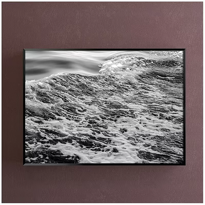 Stunning Black and White Ocean Waves Landscape Painting With Foamy Water Details 3d model