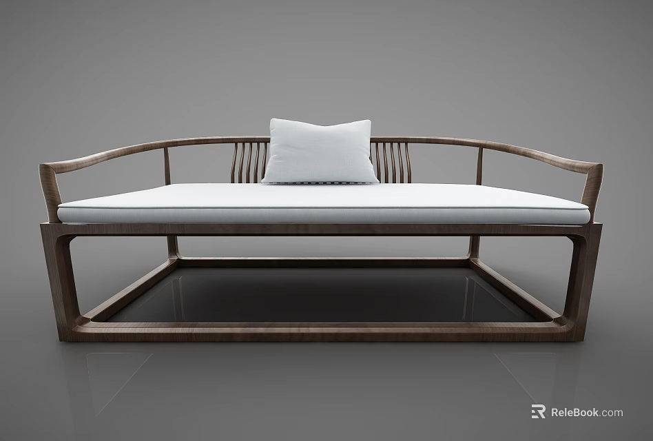 Modern Sectional Sofa With Wooden Frame White Cushion And Pillow Design 3d model 