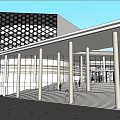 Modern Sales Office Building Design With Geometric Shapes Glass Facade And Outdoor Plaza