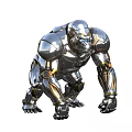 Silver Mechanical Reptile Robot With Metallic Body And Golden Accents