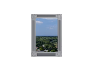 Decorative Framed Mirror Reflecting Blue Sky Green Trees And Outdoor View 3d model