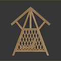 Wooden Outdoor Swing Playground Equipment With Green Corrugated Roof And Hanging Seat
