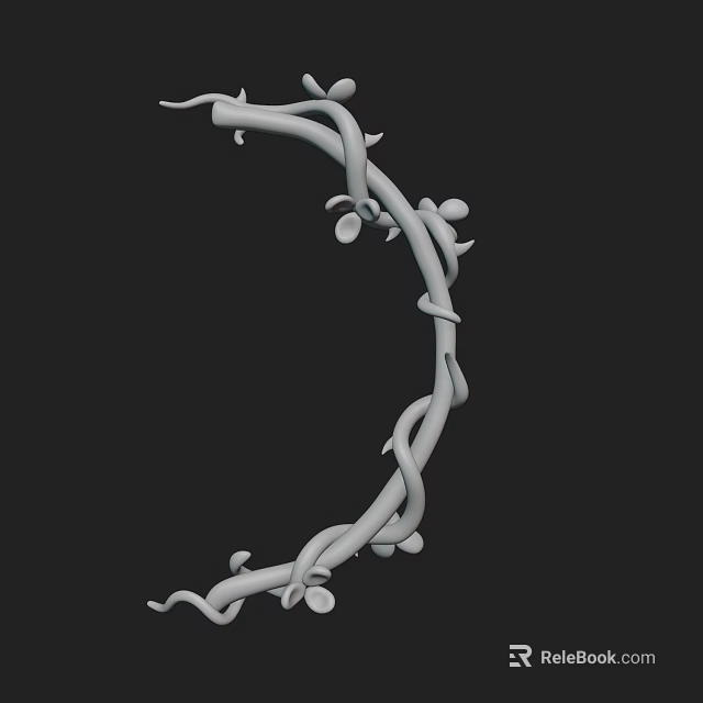 White Vine Like Circular Weapon Design With Intricate Branch Structure 3d model