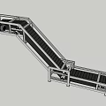 Inclined Conveyor Belt System With Metal Frame And Black Belt Surface For Industrial Use