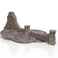 Ancient Stone Ruins Structure With Broken Walls And Stone Pillars 3d model