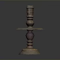 Vintage Wooden Candlestick With Multi Tiered Design And Carved Decorative Base
