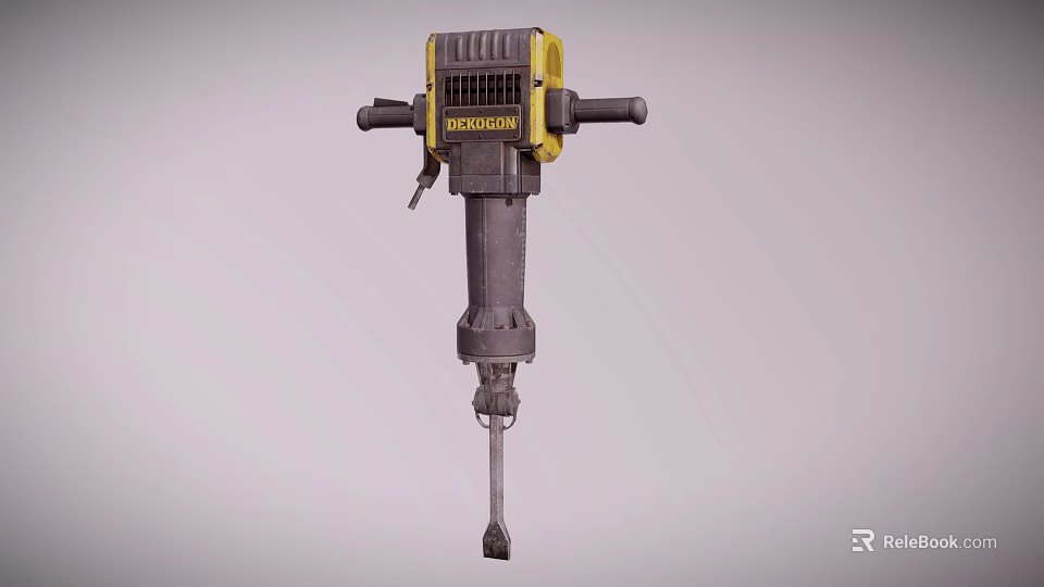BACKHOE Yellow And Black Handheld Jackhammer For Industrial Construction Work 3d model 