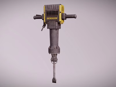 BACKHOE Yellow And Black Handheld Jackhammer For Industrial Construction Work 3d model