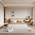 Modern Bedroom Interior Design With King Size Bed Wall Art Dressing Table And Mirror