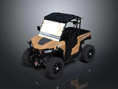 Brown And Black UTV With Open Top Large Tires For Off Road Use 3d model