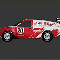 Red Nissan Racing Pickup Truck With 311 Number And Rear Spoiler Design