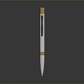 Sleek Modern White And Gold Ballpoint Pen With Black Clip For Daily Writing