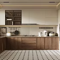 Modern Kitchen Cabinets Featuring Wooden And White Design With Countertop And Appliances