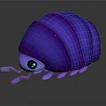 Cute Purple 3D Game Movie Character With Shiny Shell Small Eyes And Antennae