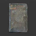 Vintage Decorative Ornament Combination With Blue Green Distressed Metal Box And Retro Labels