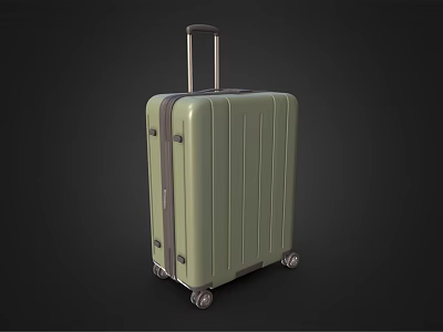 Green Modern Suitcase With Telescopic Handle Vertical Stripes And Wheels 3d model