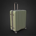 Green Modern Suitcase With Telescopic Handle Vertical Stripes And Wheels 3d model