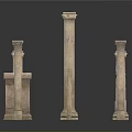 Classical Ancient Stone Columns And Decorative Architectural Pillars With Different Heights And Various Designs 3d model