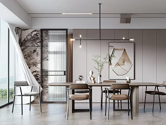 Modern Dining Table and Chair Combination Dining Table and Chair 3d model