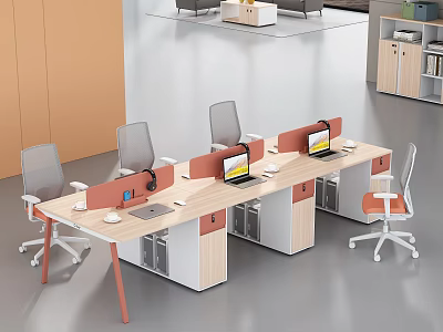 Modern Office Workspace With Functional Desks Ergonomic Chairs Laptops And Supplies 3d model