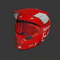 Stylish Supreme Red Motorcycle Helmet With Tinted Visor And White Accents