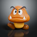 Angry Mushroom Shaped Cartoon Character With Brown Body Yellow Belly And Sharp Fangs