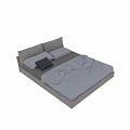 Modern Gray Platform Bed Frame With Upholstered Headboard Soft Bedding And Decorative Pillows 3d model