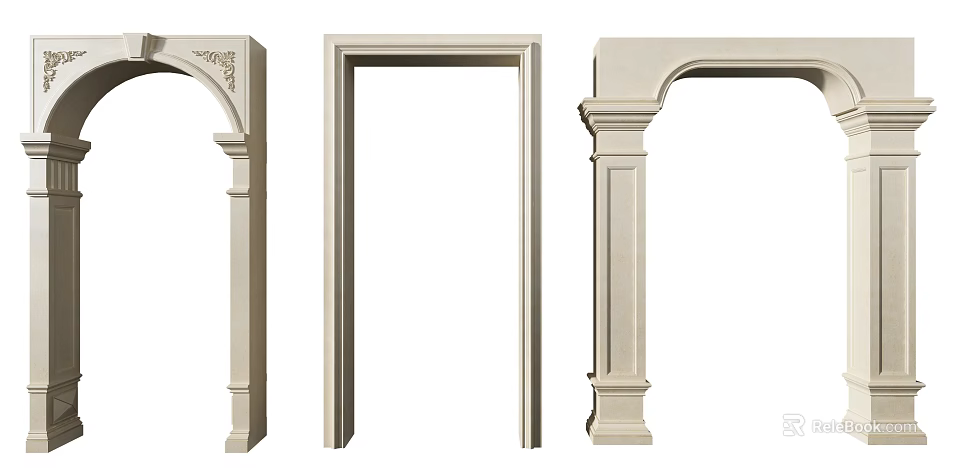 Elegant Door Arch Frames With Various Designs And Decorative Architectural Details 3d model 