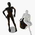 Commercial Mannequins Black Standing and White Sitting Models for Retail Display Equipment
