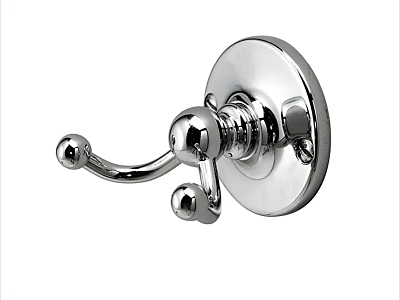 Sleek Chrome Wall Mounted Hook With Round Base And Curved Design 3d model