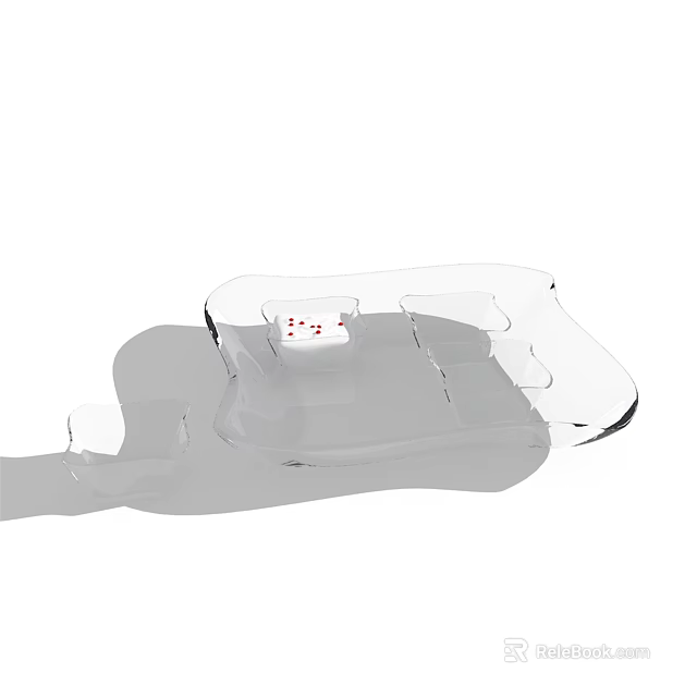 Transparent Glass Plate Decoration With Small Red Dots For Modern Dining Table 3d model 
