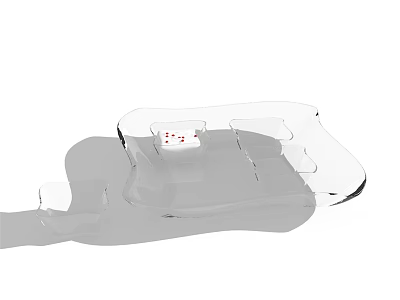 Transparent Glass Plate Decoration With Small Red Dots For Modern Dining Table 3d model