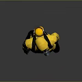Yellow Protective Suit With A Logo Black Gloves And Black Boots