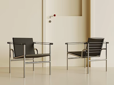 Modern Minimalist Metal Frame Black Upholstered Leisure Chairs For Bright Elegant Home Interiors 3d model