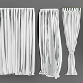 Elegant White Curtains With Multiple Draping Styles And Soft Fabric Design 3d model