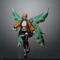 Fantasy Fairy Character Design With Green Wings Orange Jacket White Top And Black Boots