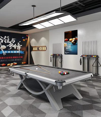 Modern Cream Billiard Room Billiard Table 3d model