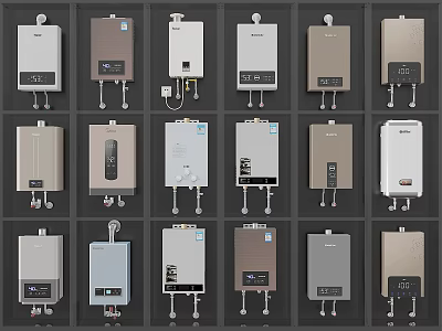 Different Models And Styles Of Daily Use Water Heaters Displayed 3d model