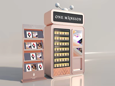 Books Magazines Display Stand With One Mansion Showcase And Shelves 3d model